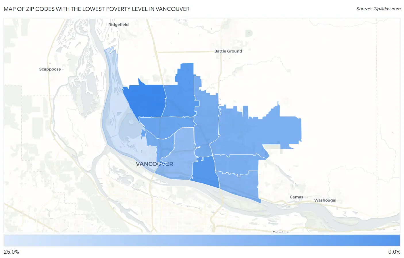 Zip Codes with the Lowest Poverty Level in Vancouver Map