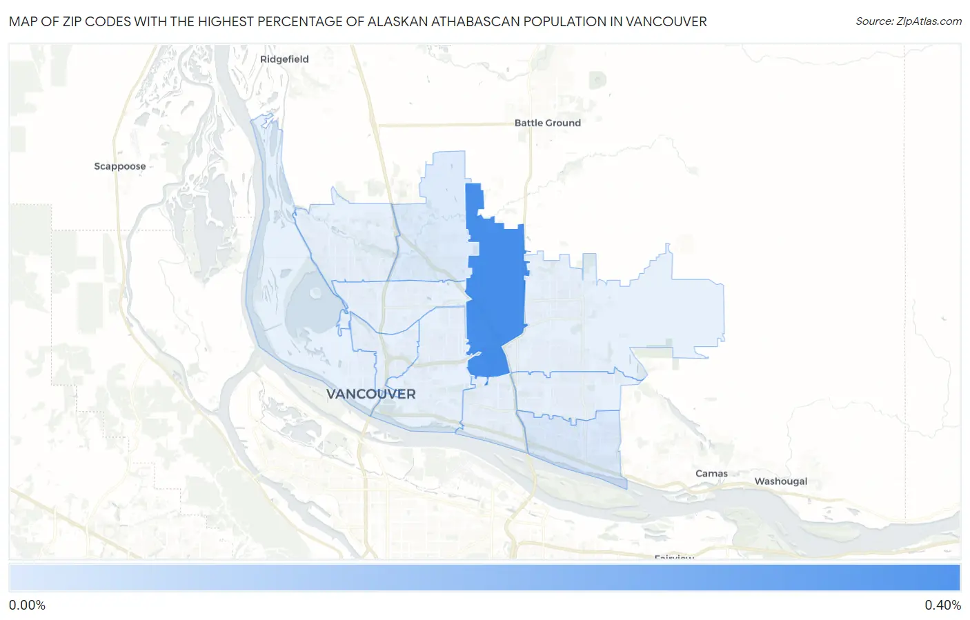 Zip Codes with the Highest Percentage of Alaskan Athabascan Population in Vancouver Map