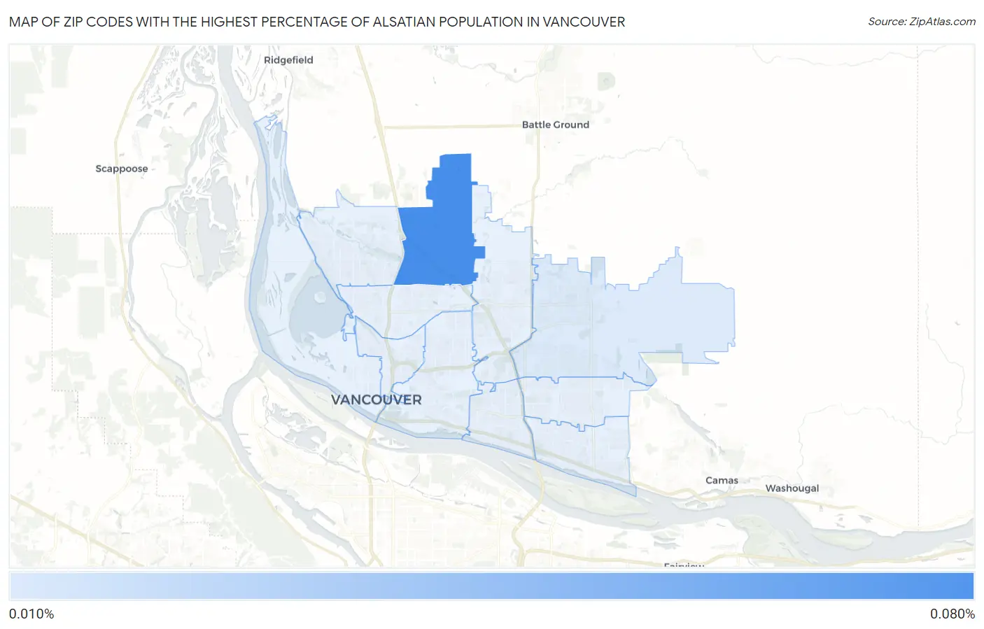 Zip Codes with the Highest Percentage of Alsatian Population in Vancouver Map