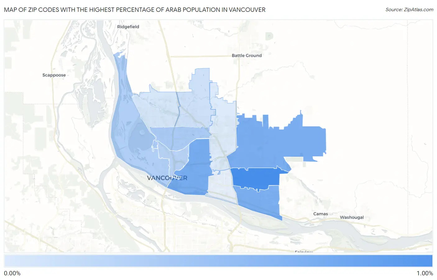 Zip Codes with the Highest Percentage of Arab Population in Vancouver Map