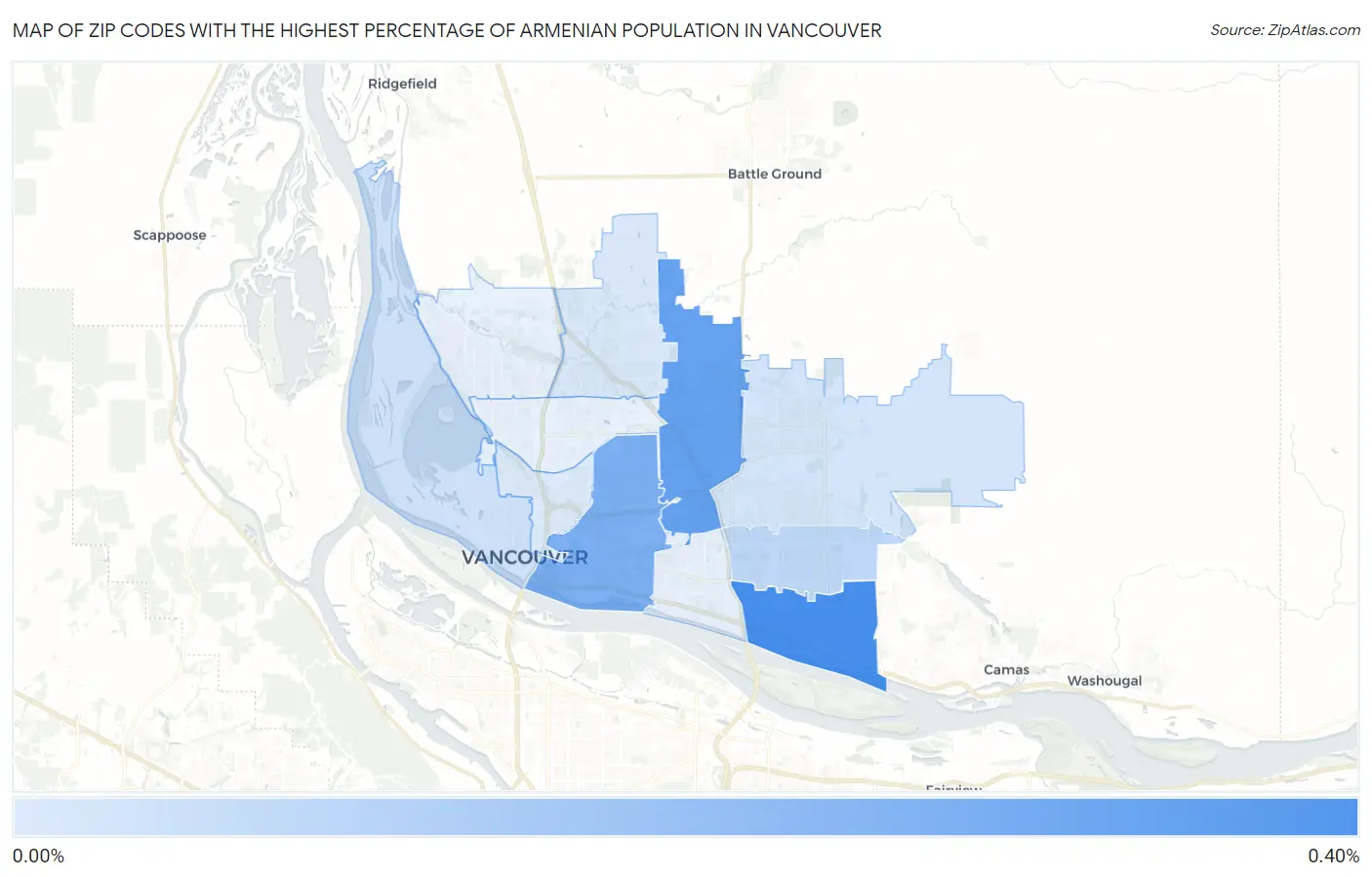 Zip Codes with the Highest Percentage of Armenian Population in Vancouver Map