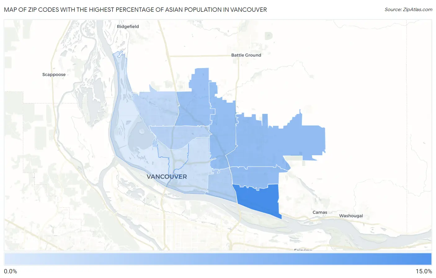 Zip Codes with the Highest Percentage of Asian Population in Vancouver Map