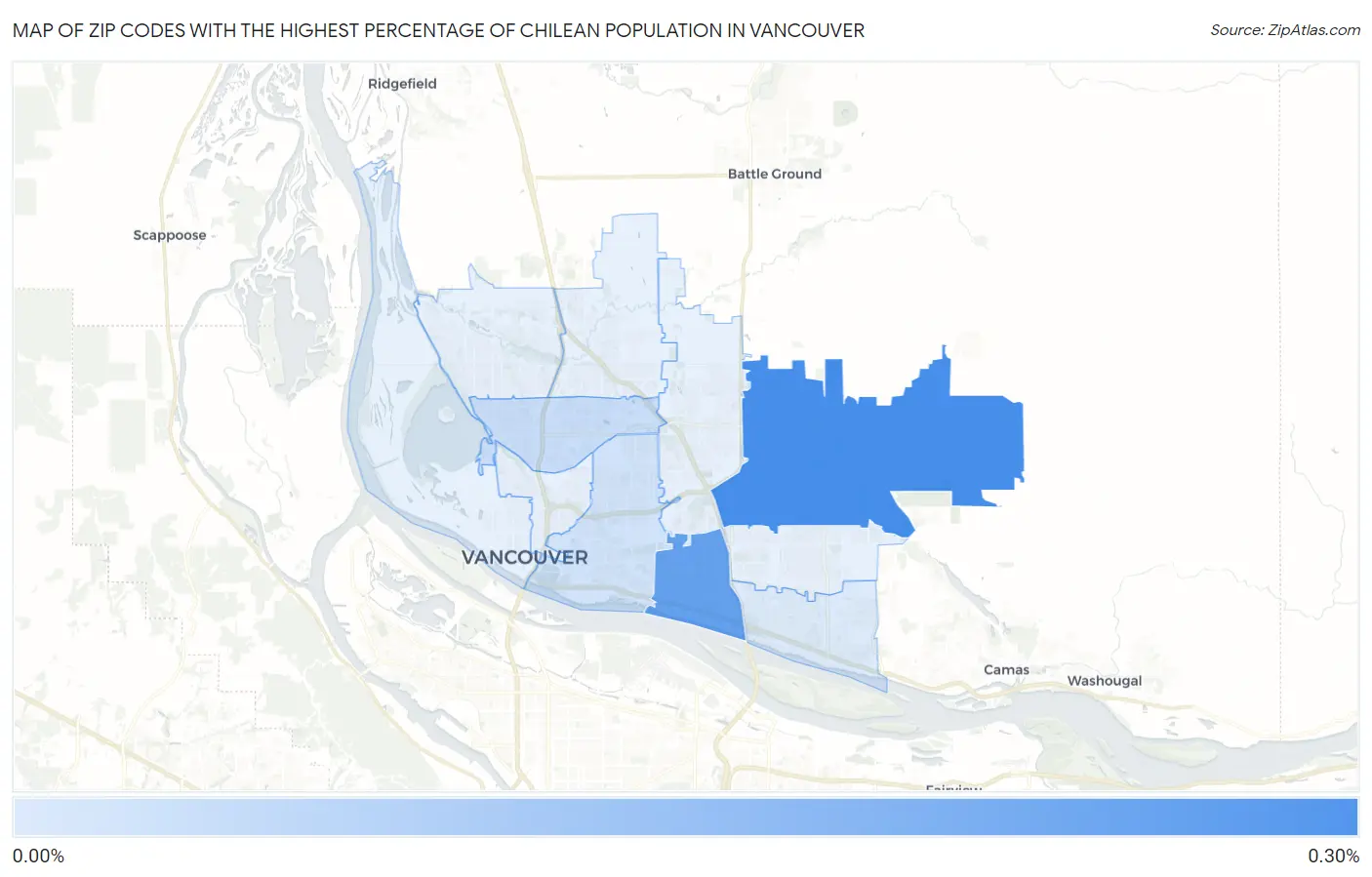 Zip Codes with the Highest Percentage of Chilean Population in Vancouver Map