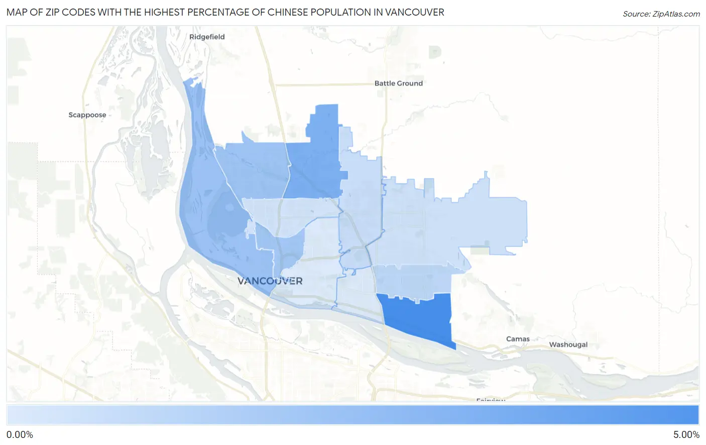 Zip Codes with the Highest Percentage of Chinese Population in Vancouver Map