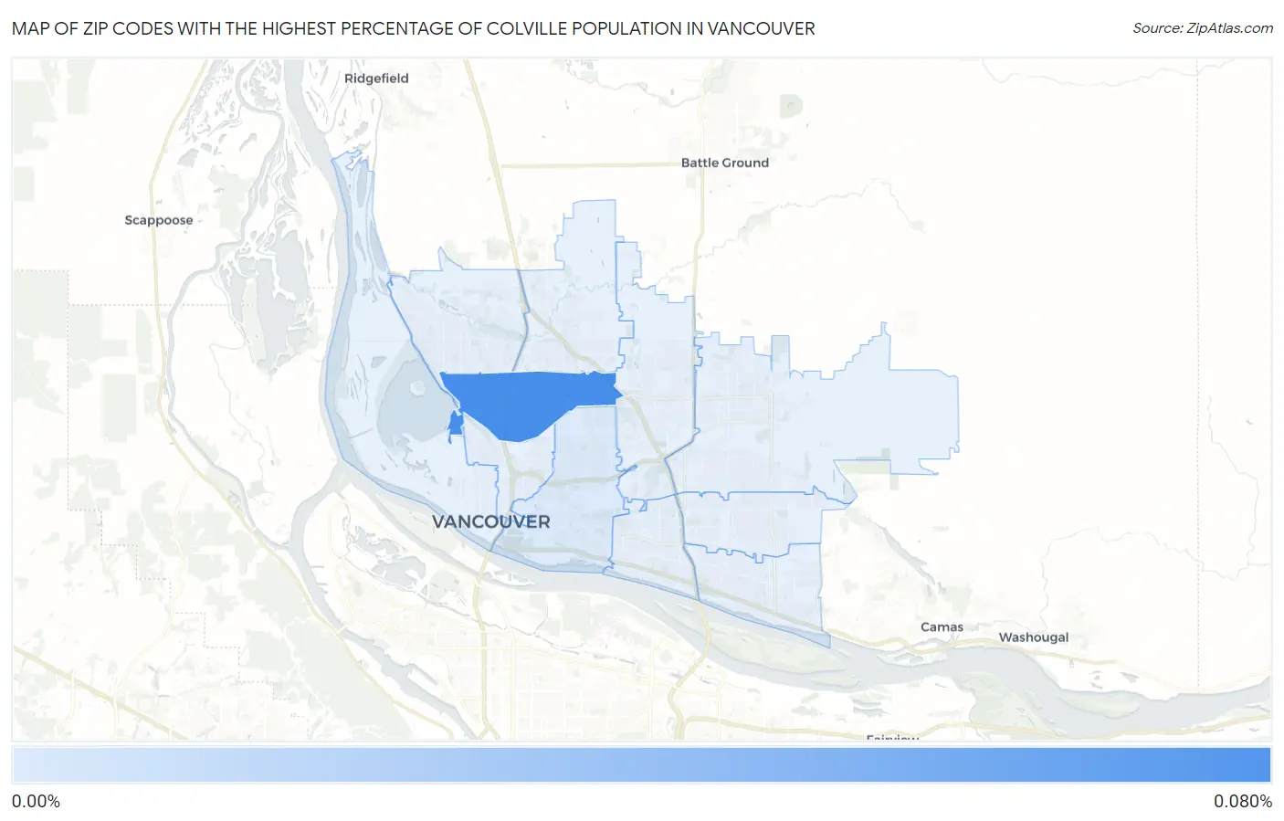 Zip Codes with the Highest Percentage of Colville Population in Vancouver Map