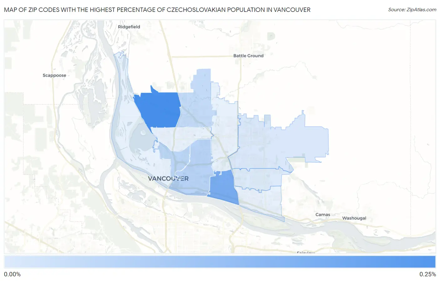 Zip Codes with the Highest Percentage of Czechoslovakian Population in Vancouver Map