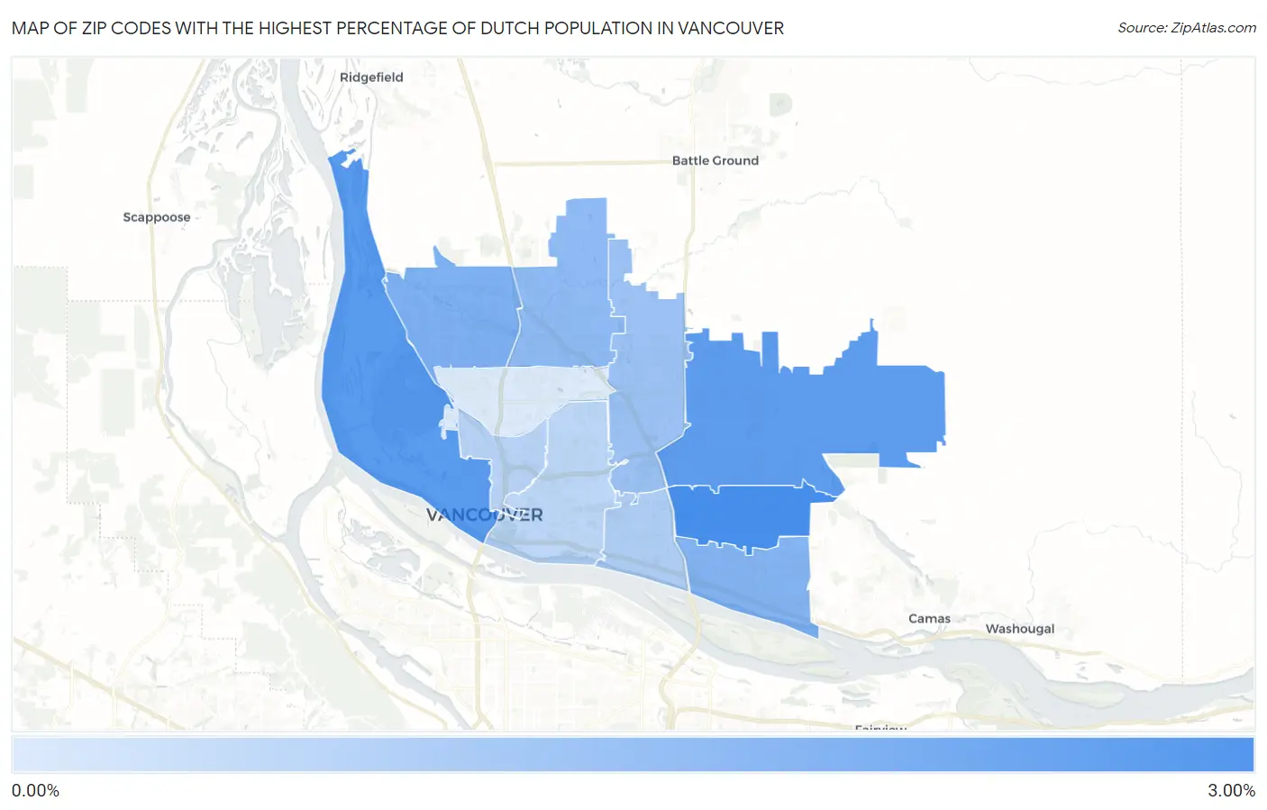 Zip Codes with the Highest Percentage of Dutch Population in Vancouver Map