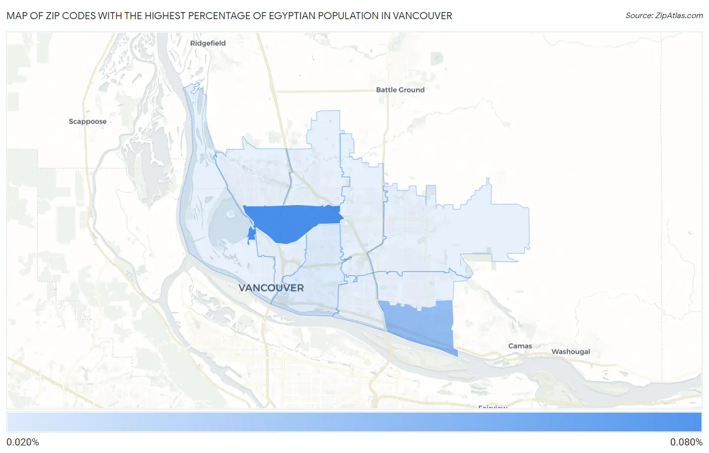 Zip Codes with the Highest Percentage of Egyptian Population in Vancouver Map