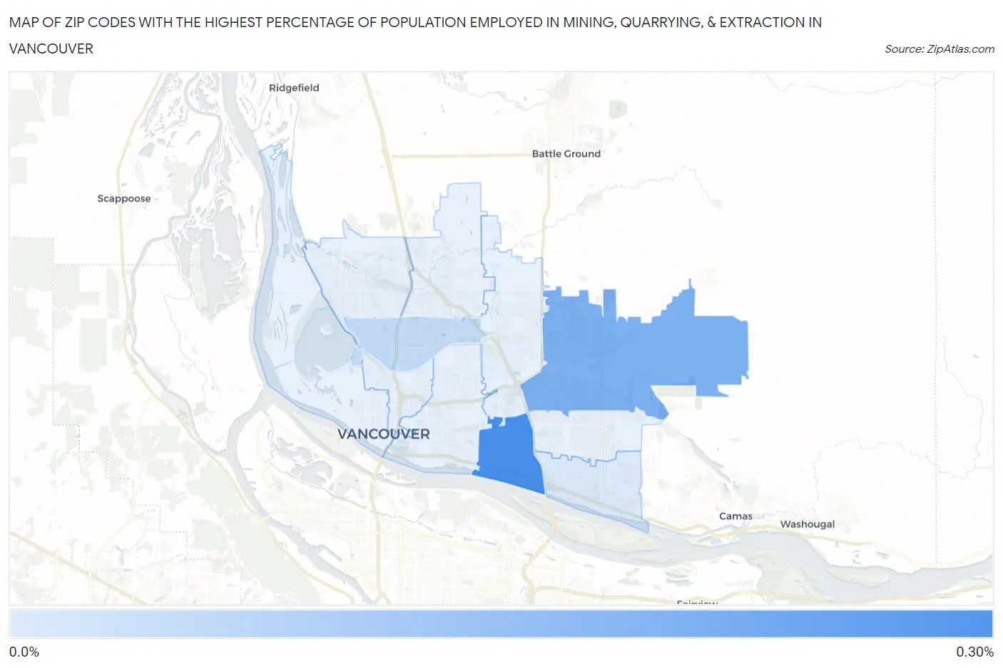 Zip Codes with the Highest Percentage of Population Employed in Mining, Quarrying, & Extraction in Vancouver Map