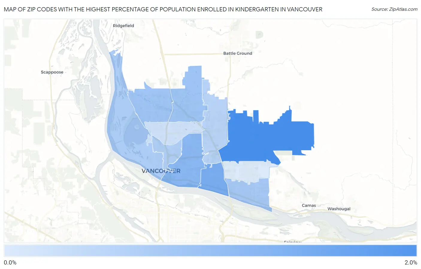 Zip Codes with the Highest Percentage of Population Enrolled in Kindergarten in Vancouver Map