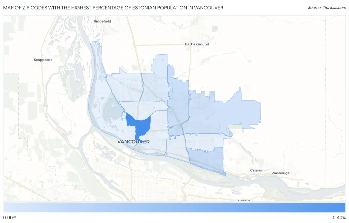 Zip Codes with the Highest Percentage of Estonian Population in Vancouver Map