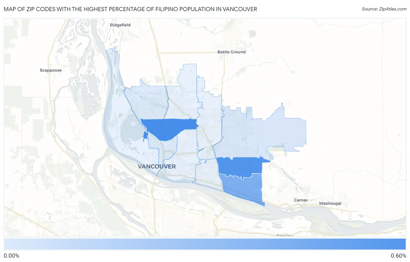 Zip Codes with the Highest Percentage of Filipino Population in Vancouver Map