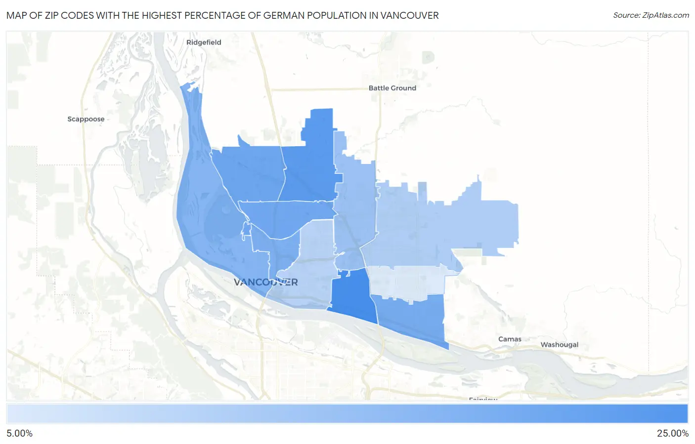 Zip Codes with the Highest Percentage of German Population in Vancouver Map