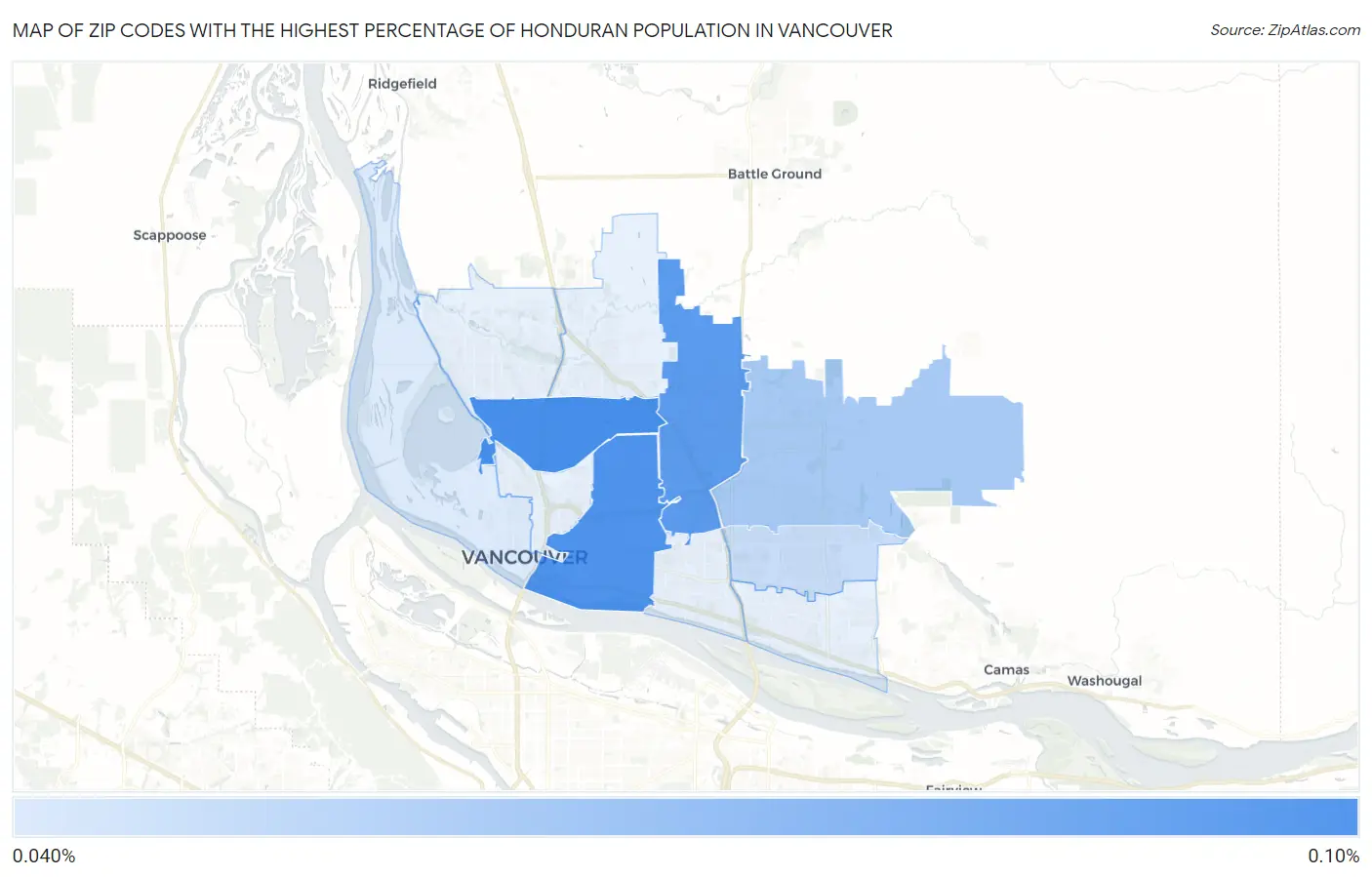 Zip Codes with the Highest Percentage of Honduran Population in Vancouver Map