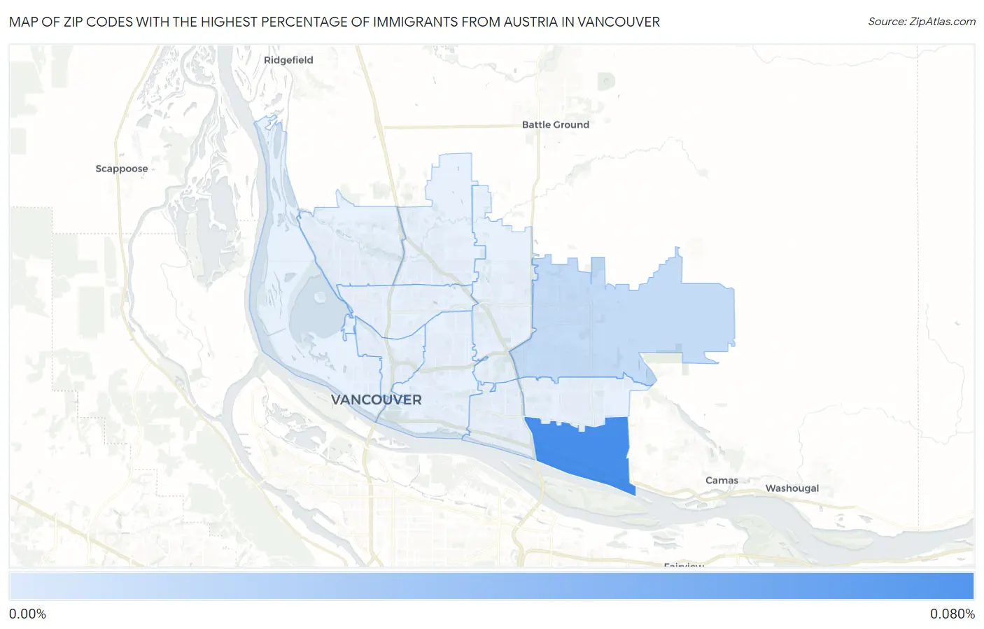 Zip Codes with the Highest Percentage of Immigrants from Austria in Vancouver Map