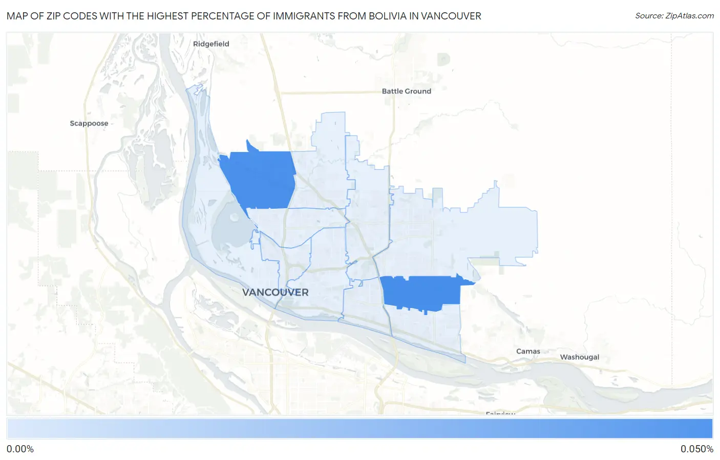 Zip Codes with the Highest Percentage of Immigrants from Bolivia in Vancouver Map