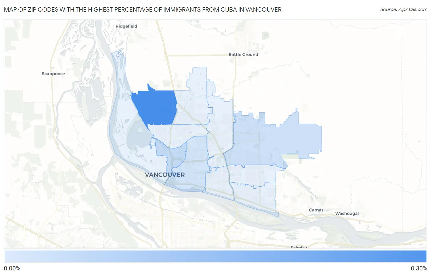Zip Codes with the Highest Percentage of Immigrants from Cuba in Vancouver Map