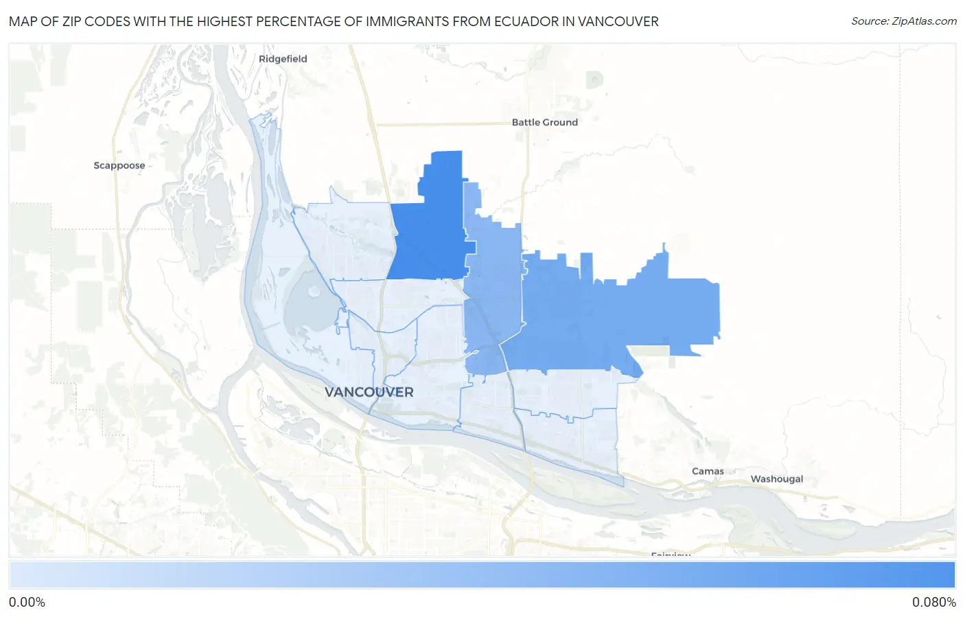 Zip Codes with the Highest Percentage of Immigrants from Ecuador in Vancouver Map