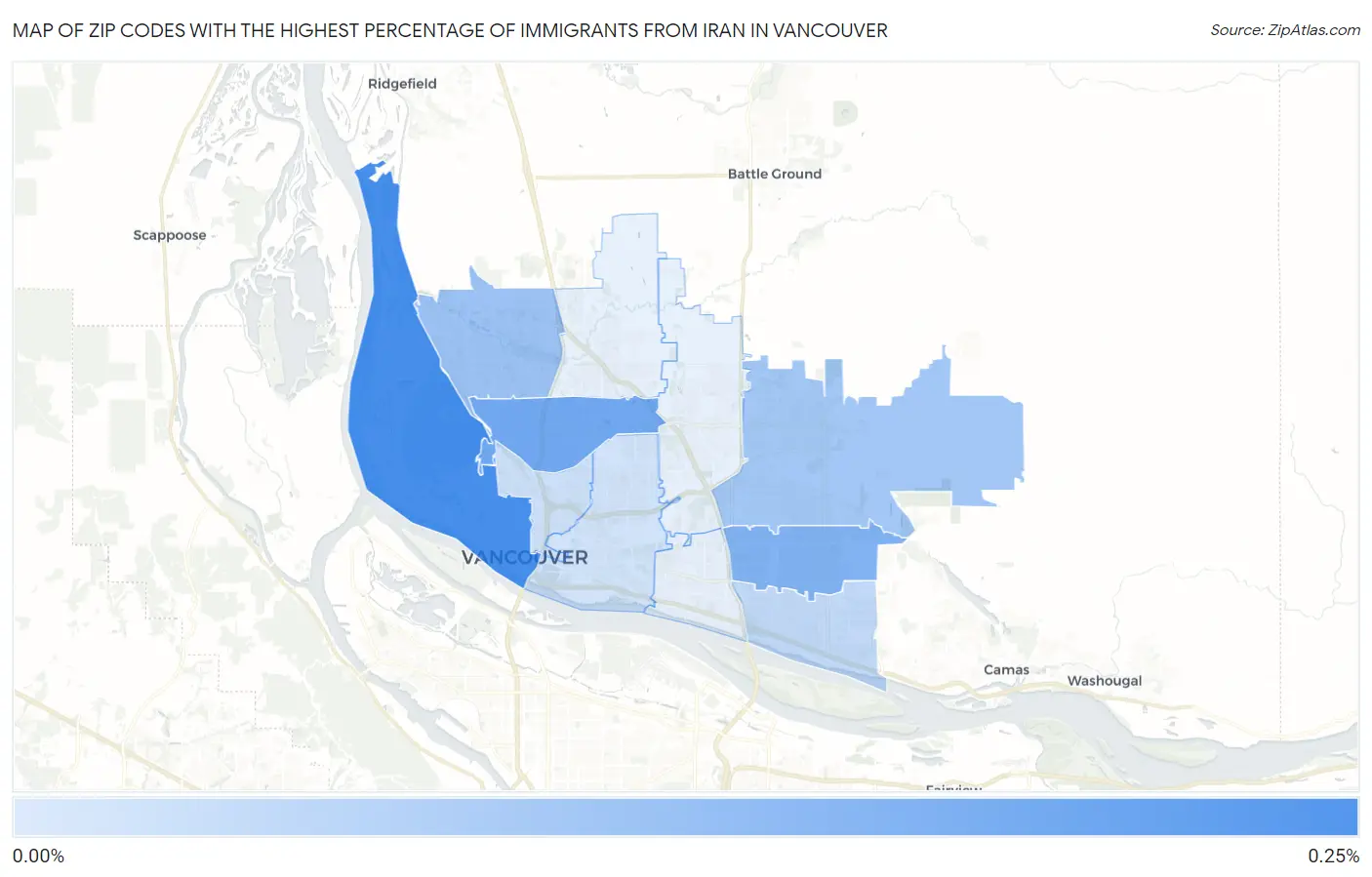Zip Codes with the Highest Percentage of Immigrants from Iran in Vancouver Map