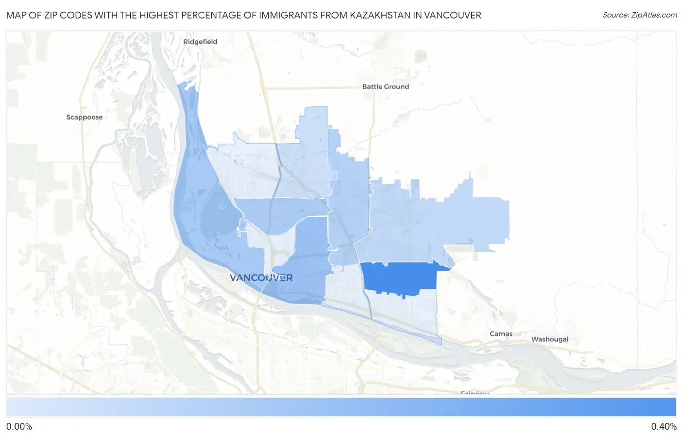 Zip Codes with the Highest Percentage of Immigrants from Kazakhstan in Vancouver Map