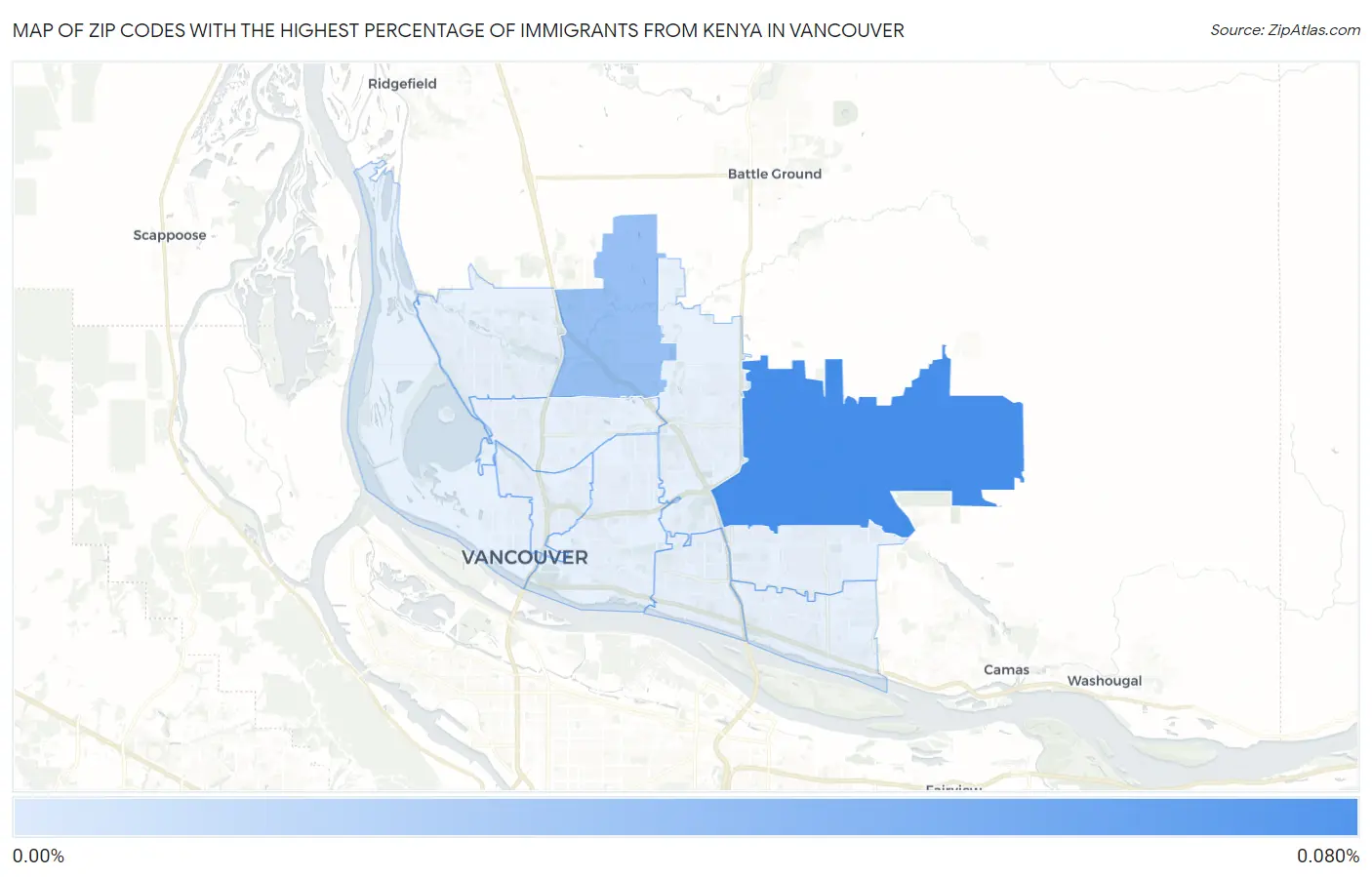 Zip Codes with the Highest Percentage of Immigrants from Kenya in Vancouver Map