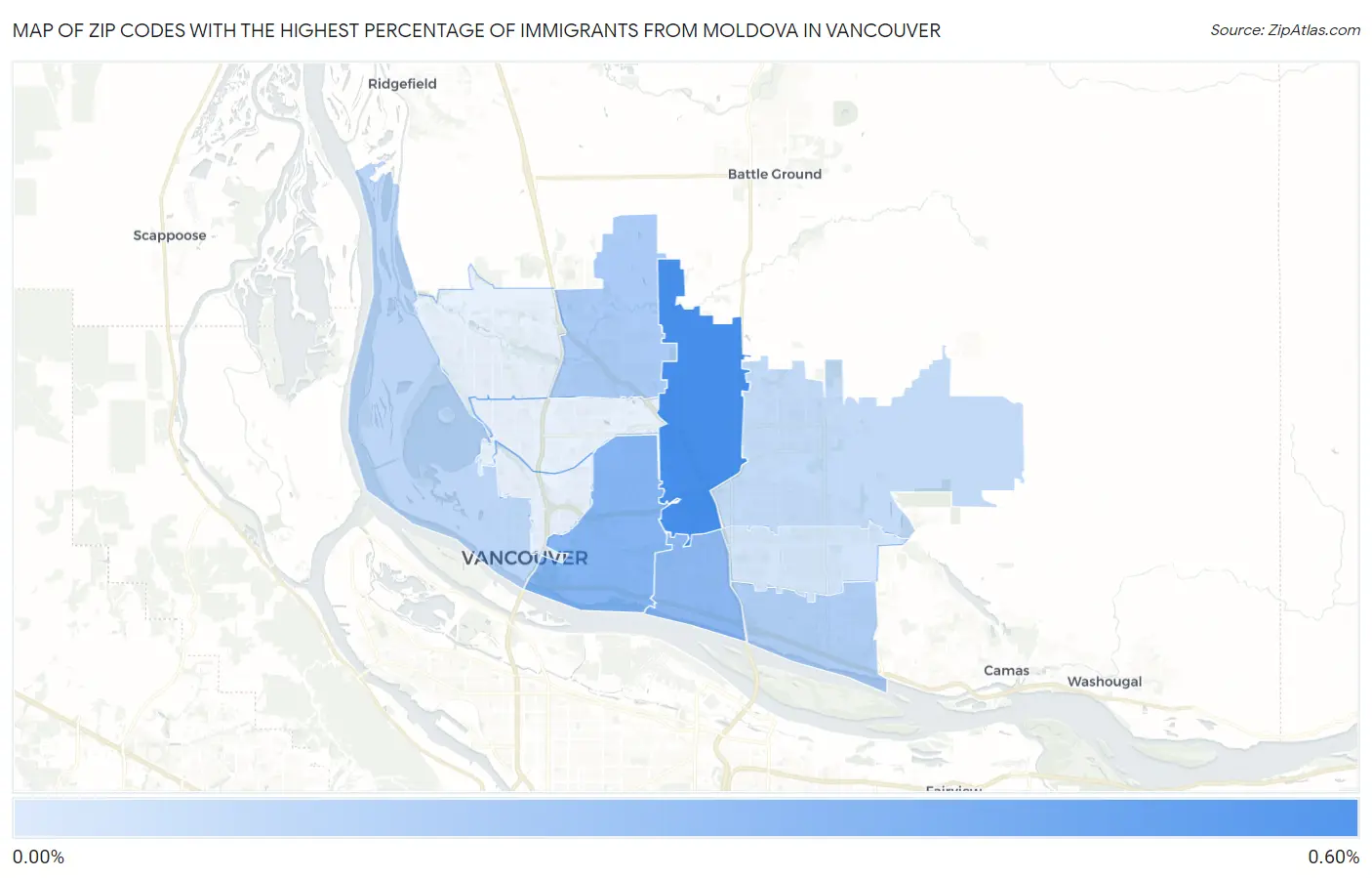 Zip Codes with the Highest Percentage of Immigrants from Moldova in Vancouver Map