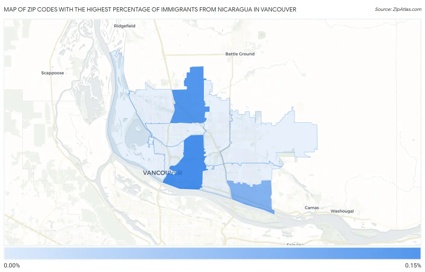 Zip Codes with the Highest Percentage of Immigrants from Nicaragua in Vancouver Map