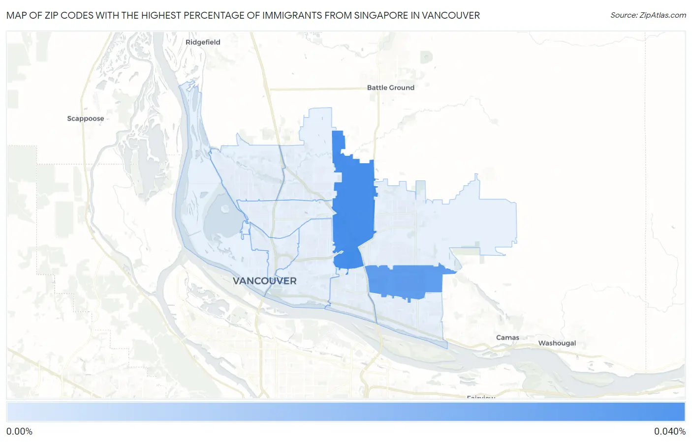 Zip Codes with the Highest Percentage of Immigrants from Singapore in Vancouver Map