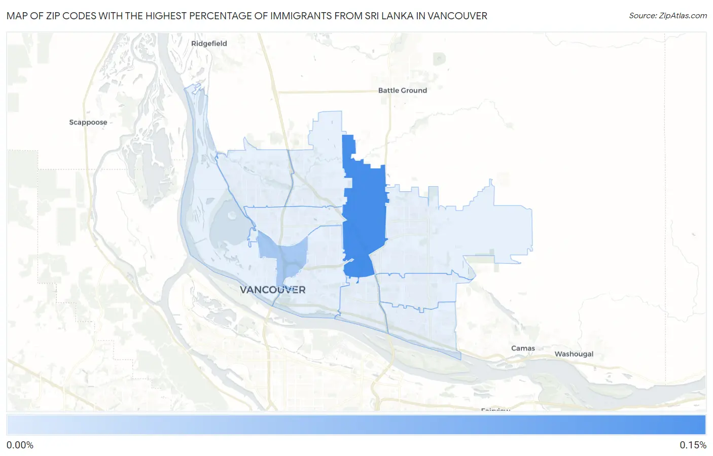 Zip Codes with the Highest Percentage of Immigrants from Sri Lanka in Vancouver Map