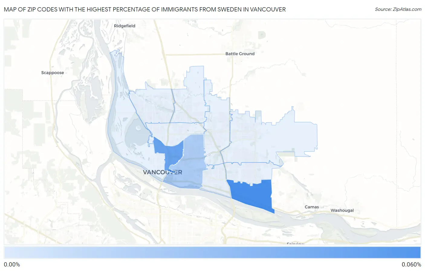 Zip Codes with the Highest Percentage of Immigrants from Sweden in Vancouver Map