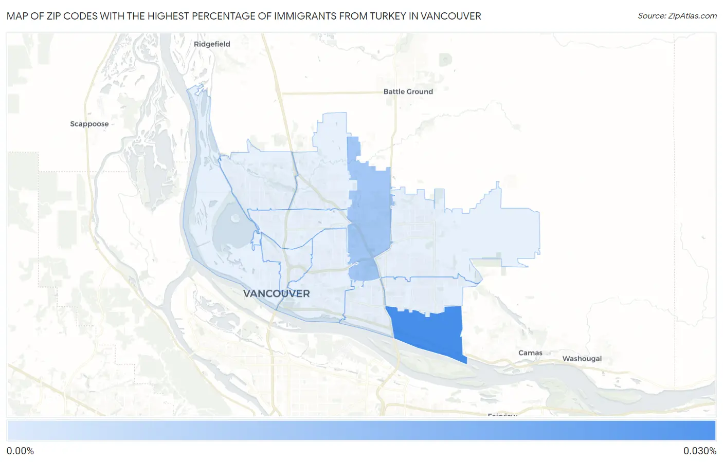 Zip Codes with the Highest Percentage of Immigrants from Turkey in Vancouver Map