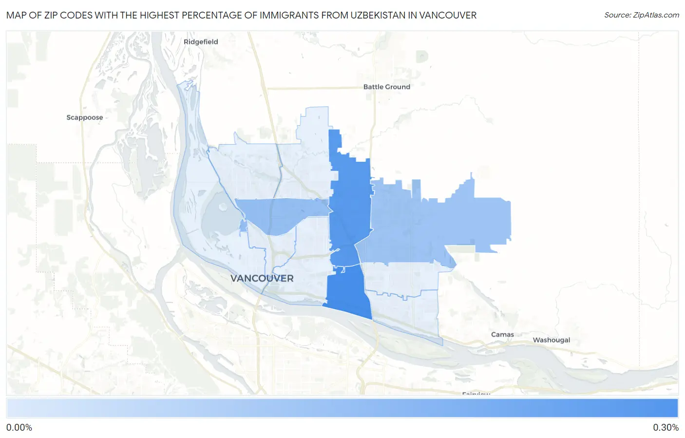 Zip Codes with the Highest Percentage of Immigrants from Uzbekistan in Vancouver Map