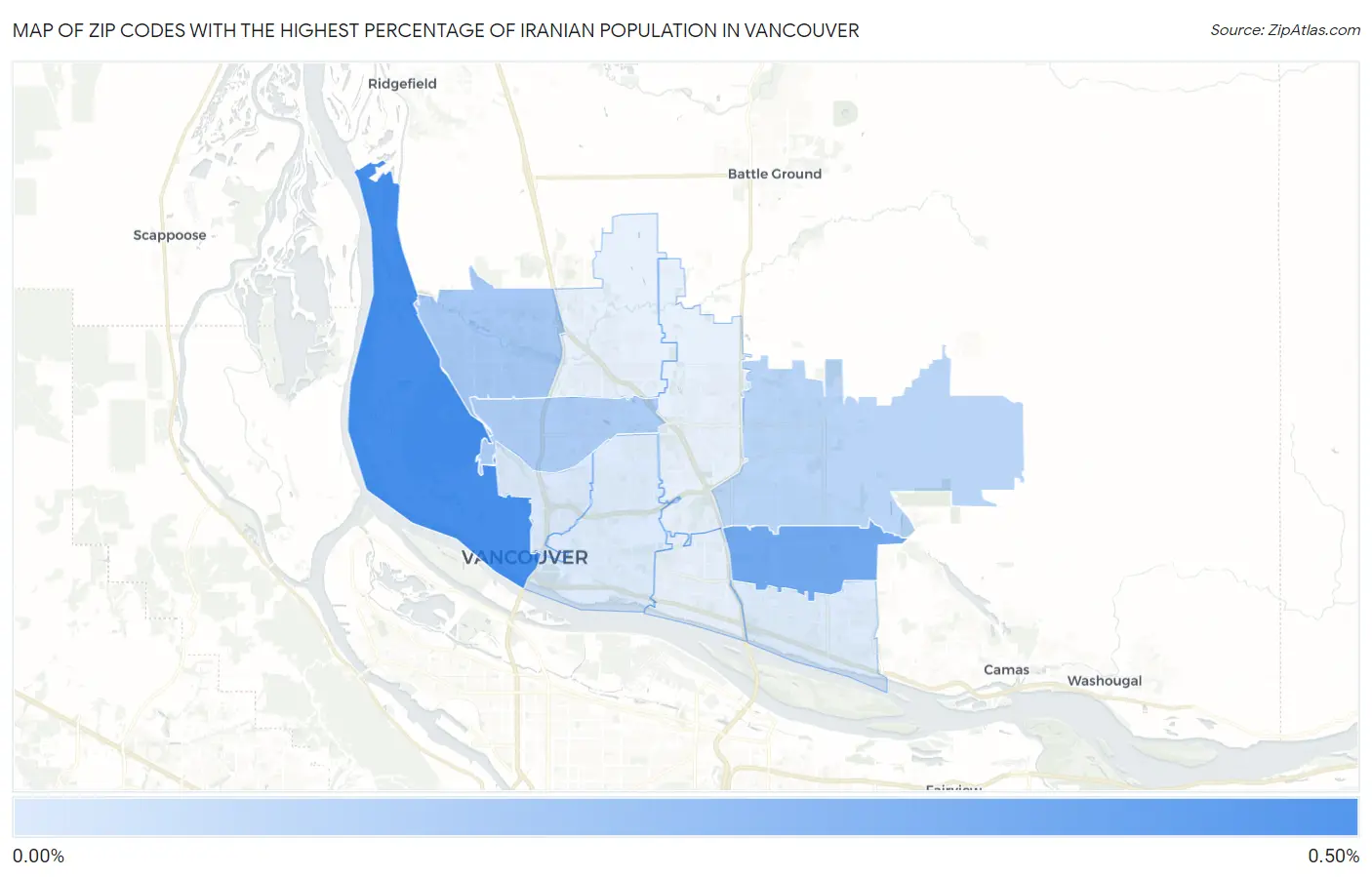 Zip Codes with the Highest Percentage of Iranian Population in Vancouver Map