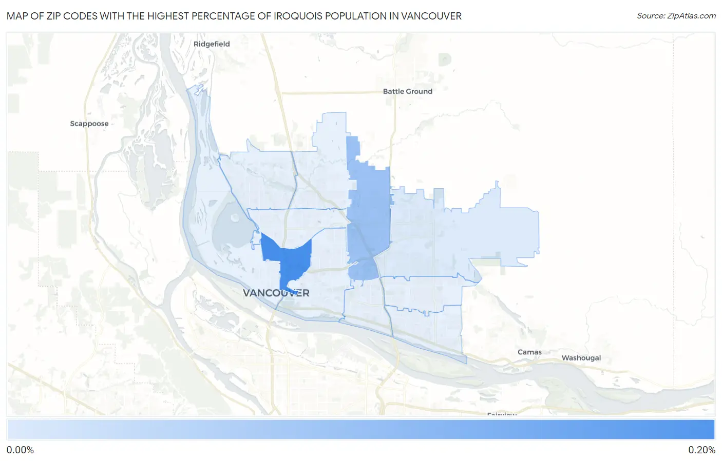 Zip Codes with the Highest Percentage of Iroquois Population in Vancouver Map