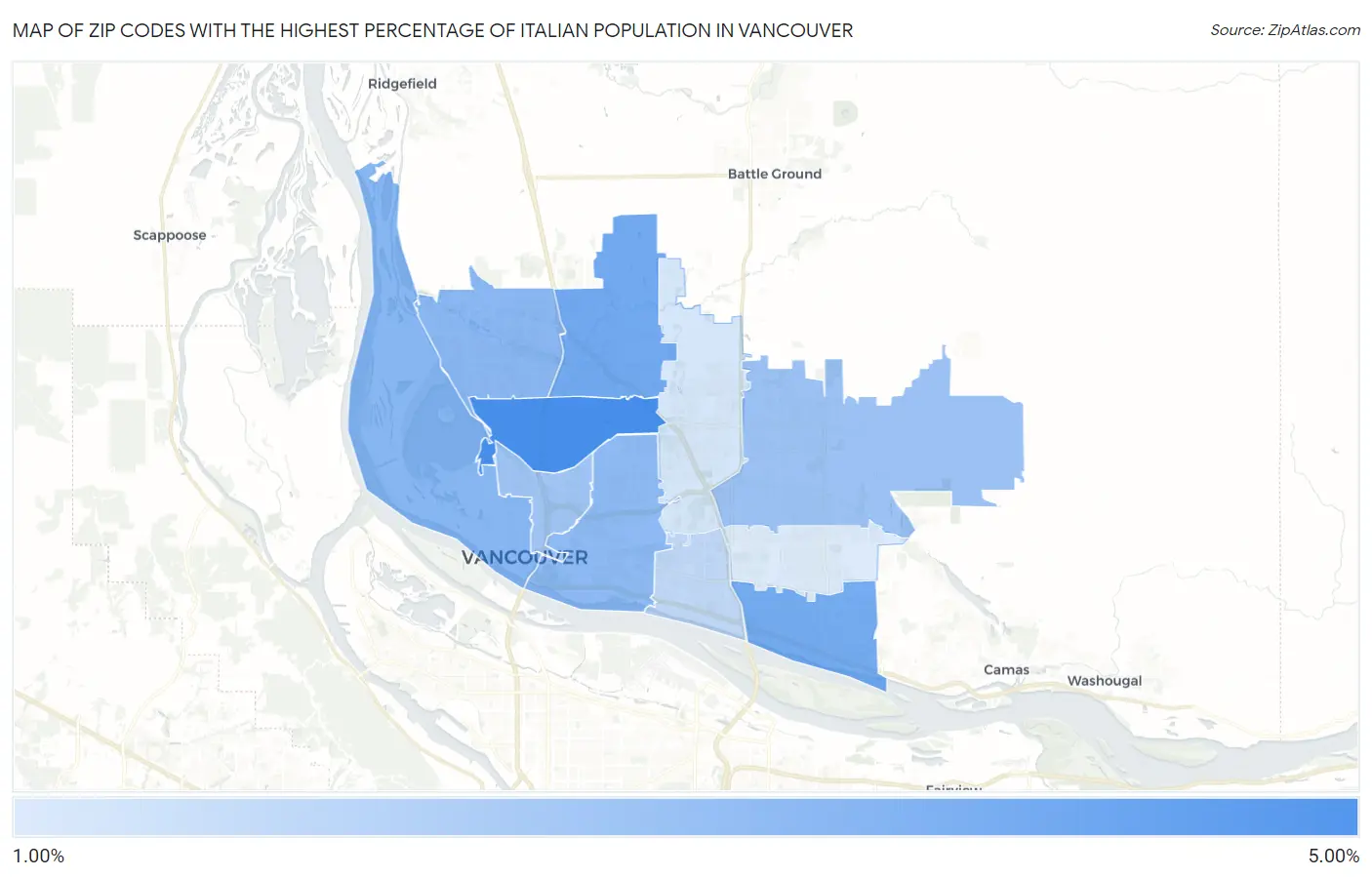Zip Codes with the Highest Percentage of Italian Population in Vancouver Map