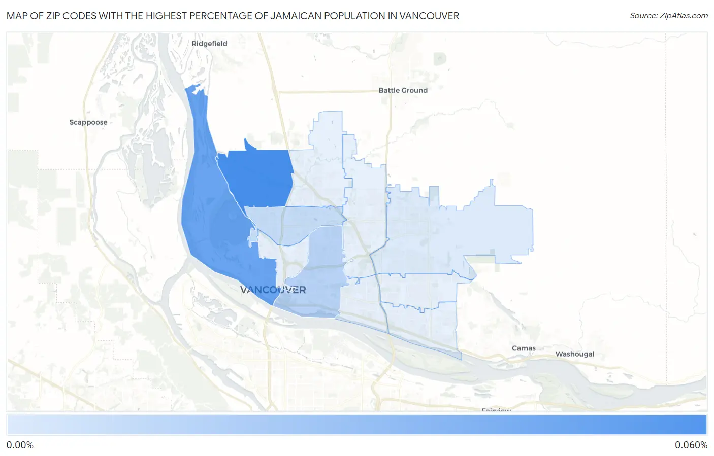 Zip Codes with the Highest Percentage of Jamaican Population in Vancouver Map