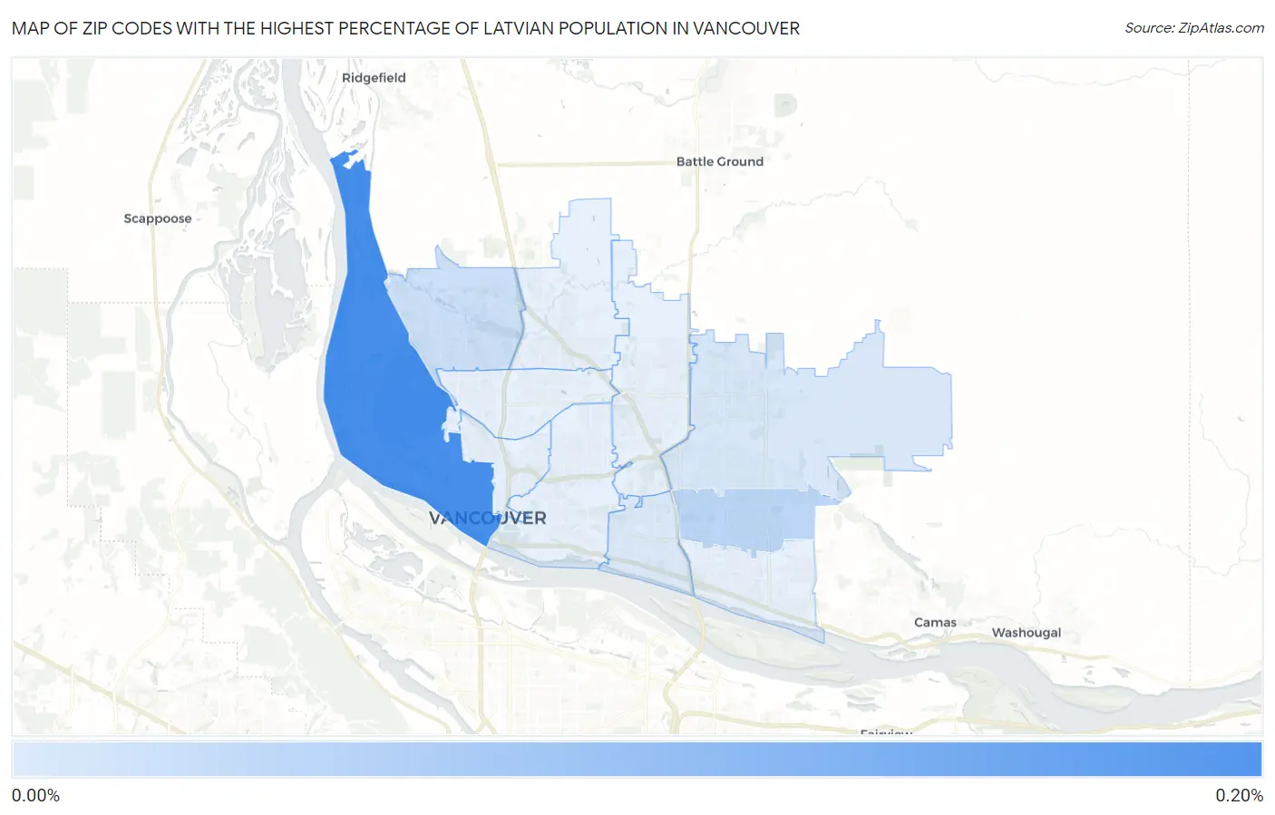 Zip Codes with the Highest Percentage of Latvian Population in Vancouver Map