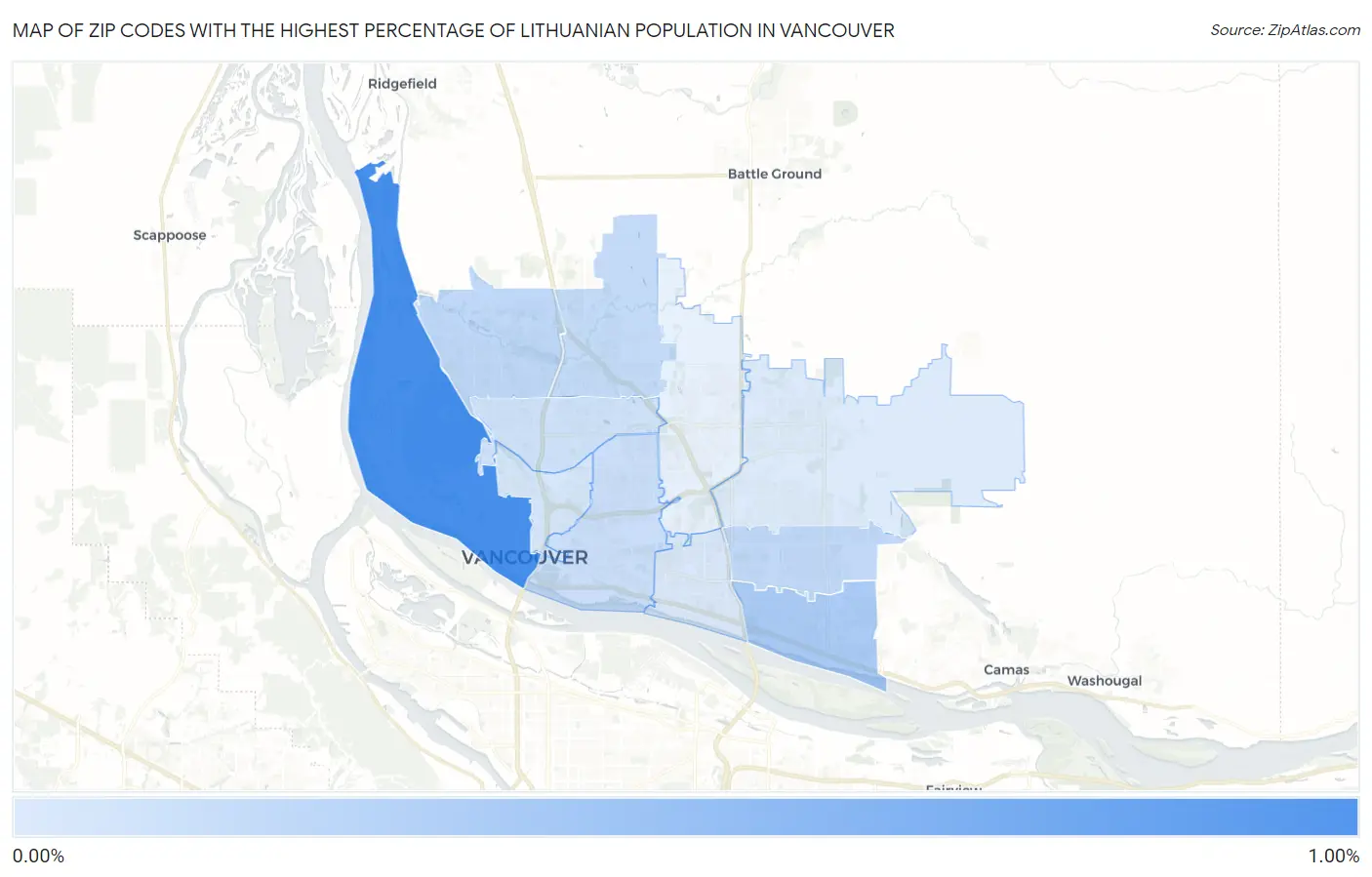 Zip Codes with the Highest Percentage of Lithuanian Population in Vancouver Map