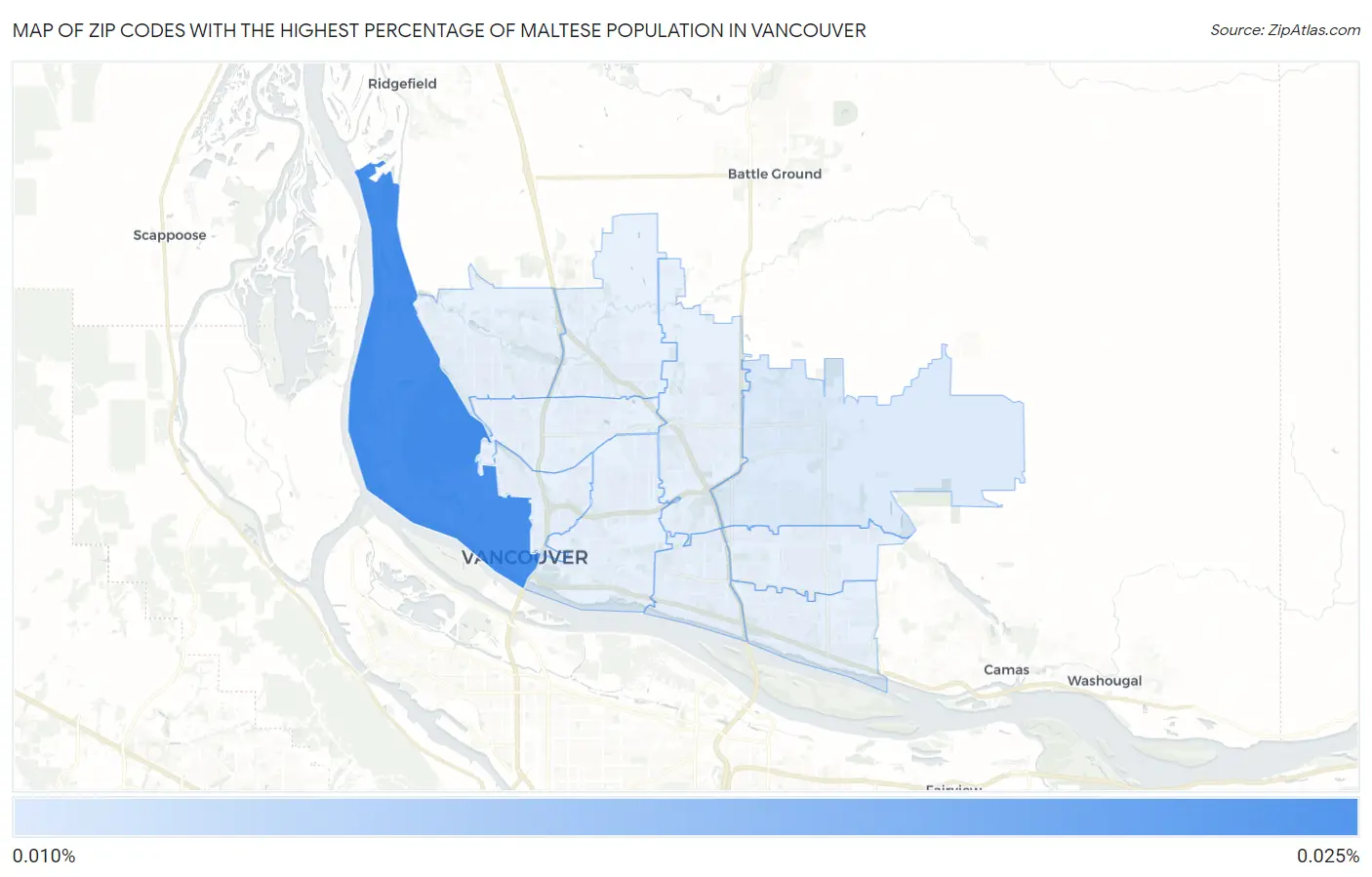 Zip Codes with the Highest Percentage of Maltese Population in Vancouver Map