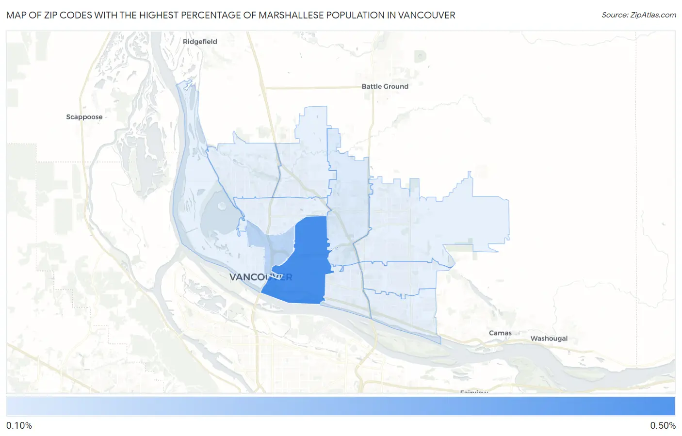 Zip Codes with the Highest Percentage of Marshallese Population in Vancouver Map