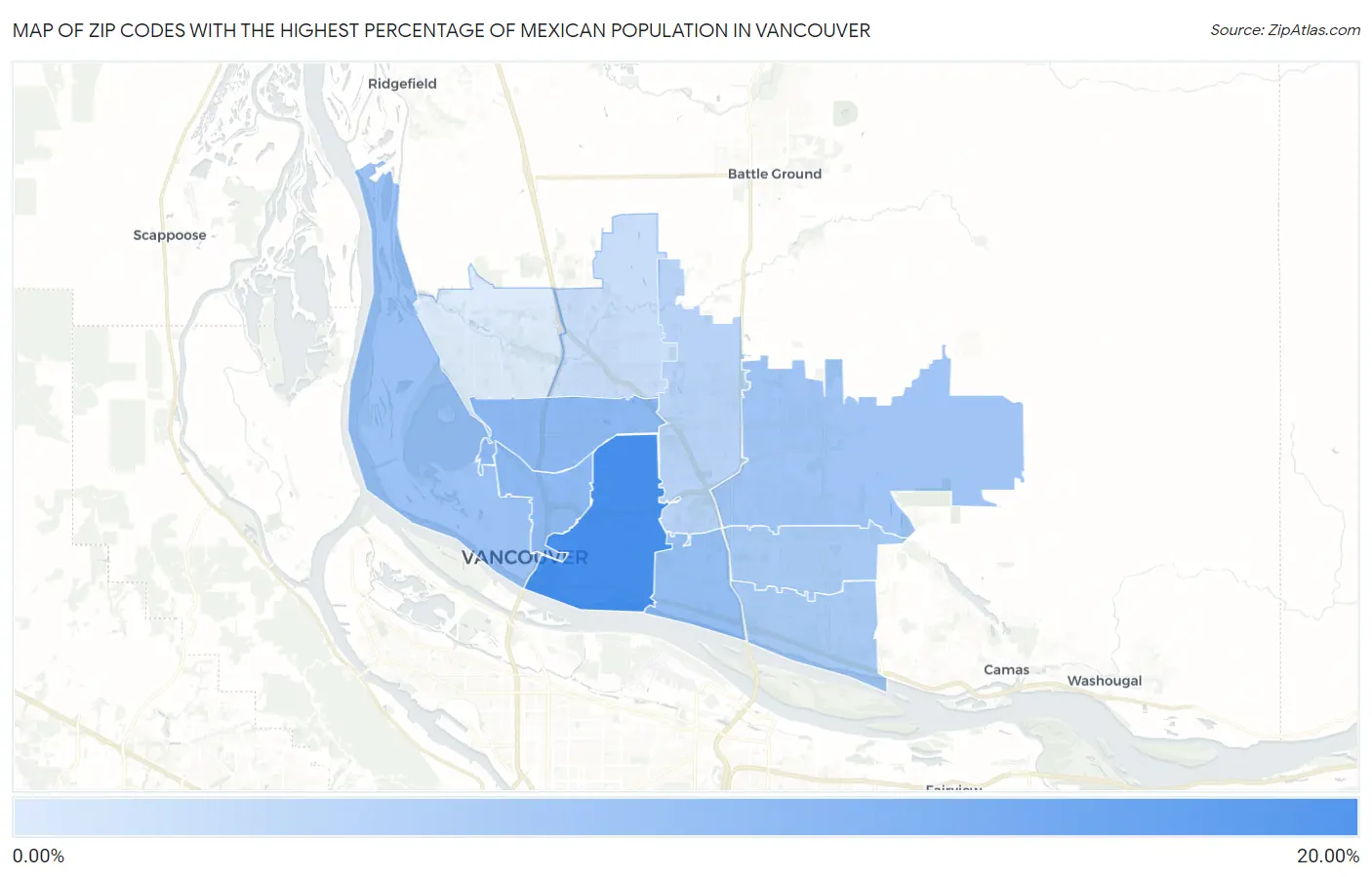 Zip Codes with the Highest Percentage of Mexican Population in Vancouver Map