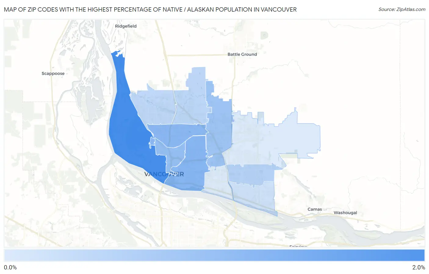 Zip Codes with the Highest Percentage of Native / Alaskan Population in Vancouver Map