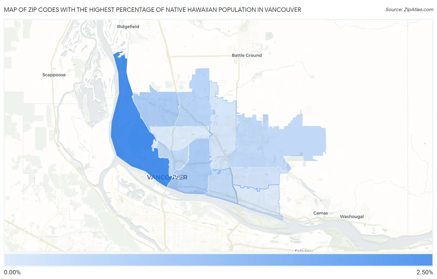 Zip Codes with the Highest Percentage of Native Hawaiian Population in Vancouver Map