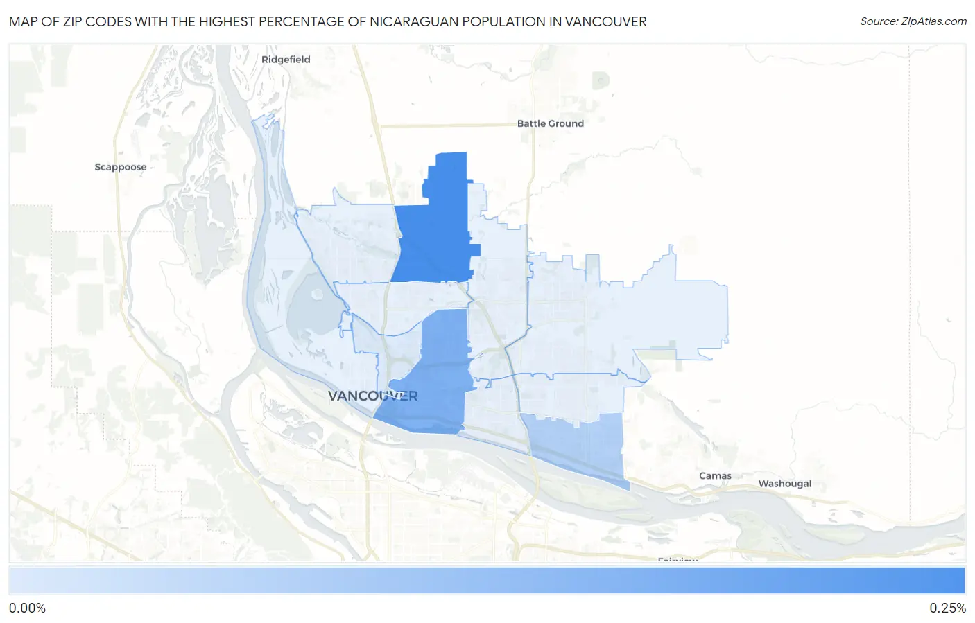 Zip Codes with the Highest Percentage of Nicaraguan Population in Vancouver Map
