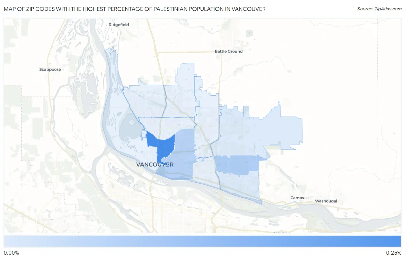 Zip Codes with the Highest Percentage of Palestinian Population in Vancouver Map