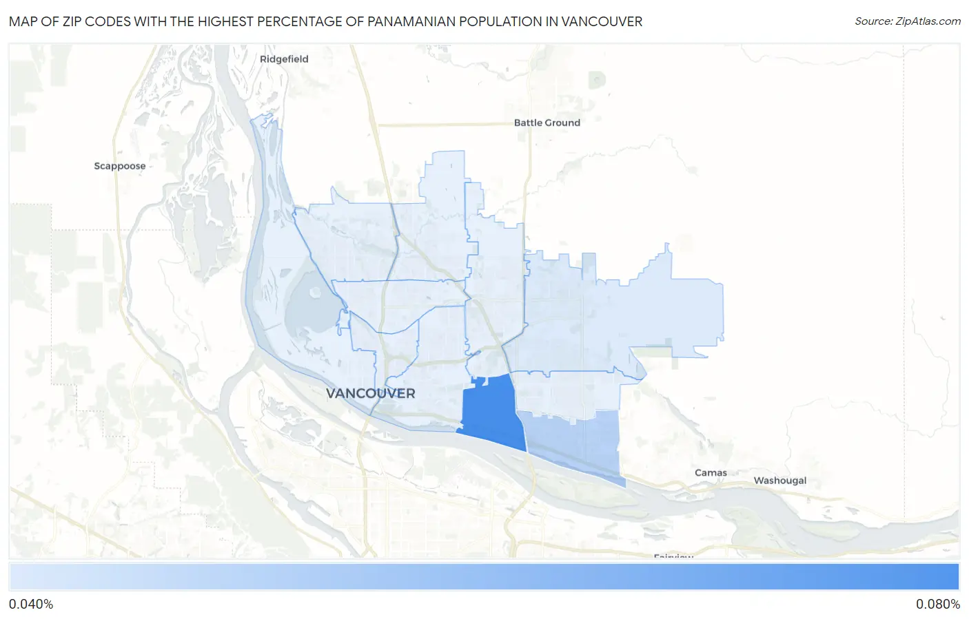 Zip Codes with the Highest Percentage of Panamanian Population in Vancouver Map