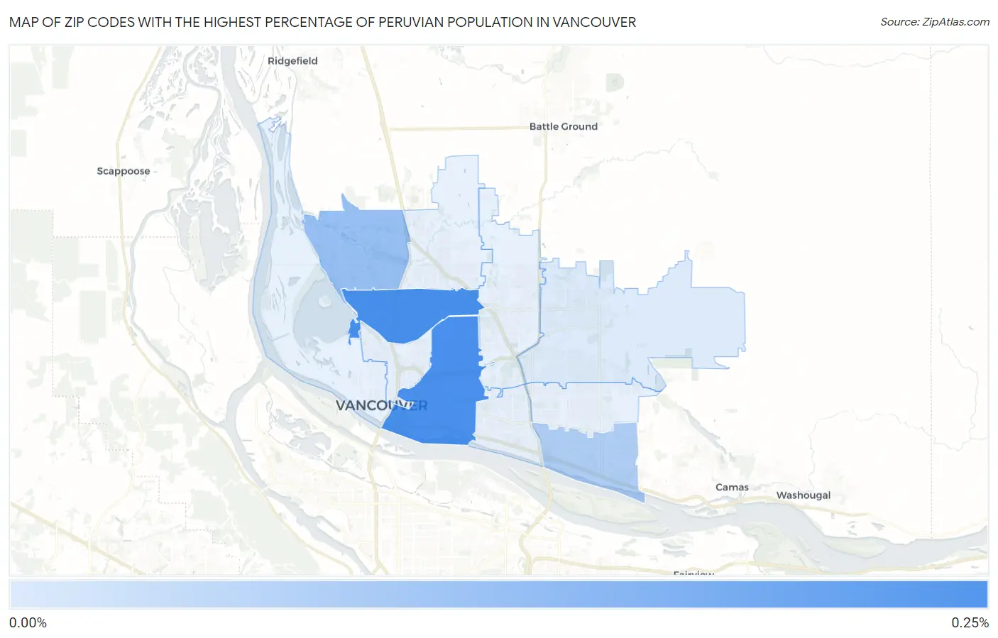 Zip Codes with the Highest Percentage of Peruvian Population in Vancouver Map