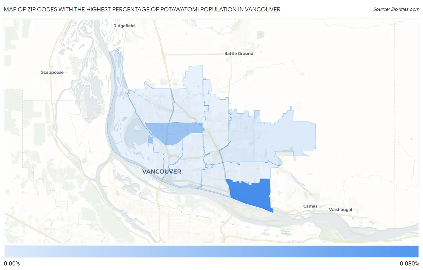 Zip Codes with the Highest Percentage of Potawatomi Population in Vancouver Map