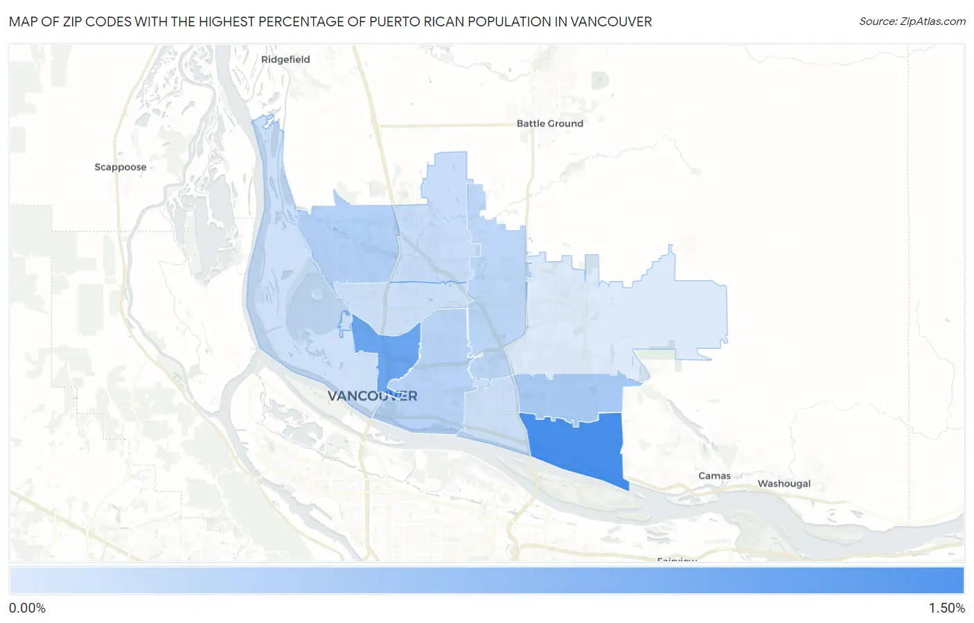 Zip Codes with the Highest Percentage of Puerto Rican Population in Vancouver Map