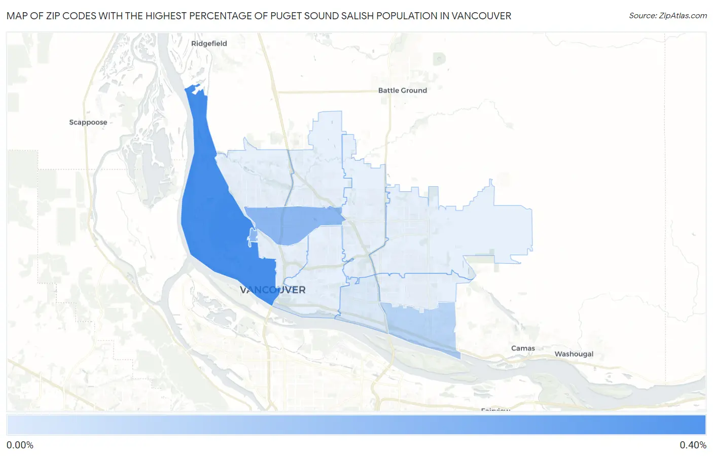 Zip Codes with the Highest Percentage of Puget Sound Salish Population in Vancouver Map